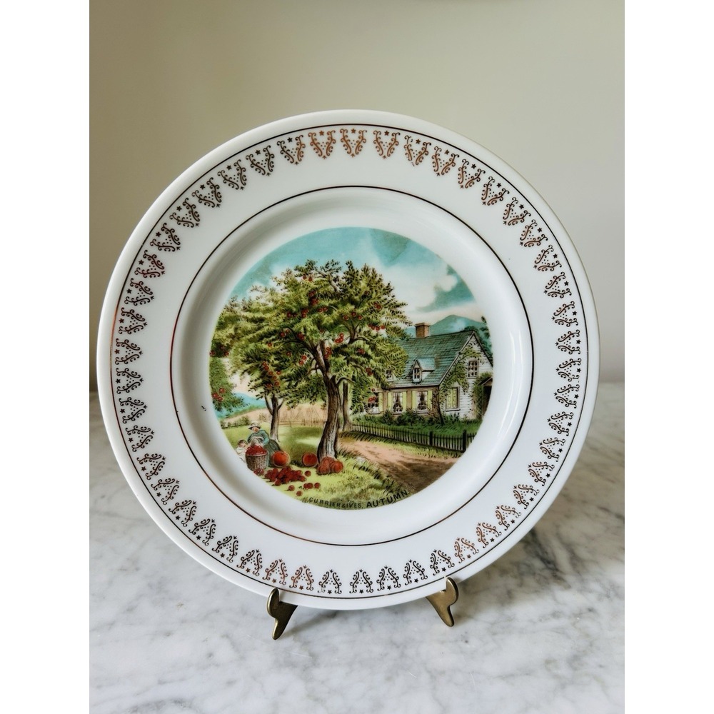 Autumn Currier & Ives 8" plate from the Four Seasons Series Japan Fall Plate